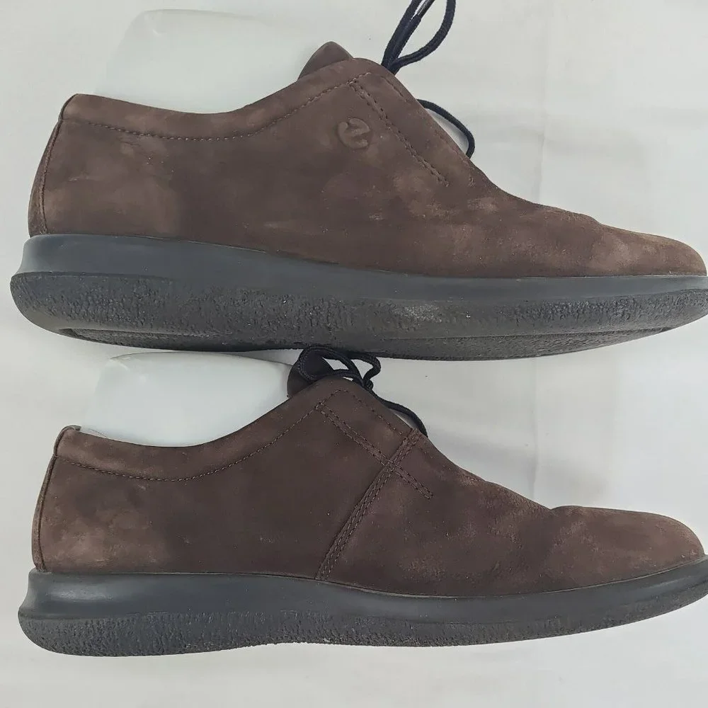 Ecco Women's 39/ 8-8.5 Brown Nubuck Leather Comfort Casual Lace Up Sneaker Shoes - Picture 4 of 14